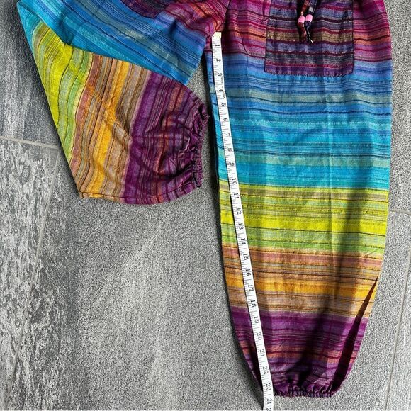 EUC High Waisted Colorful Cotton Ombre Stripe Boho Hippie Granola Girl Pants XS - Picture 11 of 12